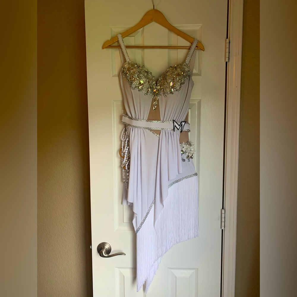Michael Chen Rhythm/Latin/Smooth Convertible White Ballroom Dance Dress - S/M